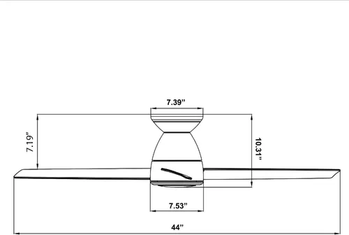 Vista 8 de Tip Top - Ventilador de techo inteligente de 3 aspas para interior y exterior, 44 pulgadas, montaje empotrado de aluminio cepillado con kit de luz