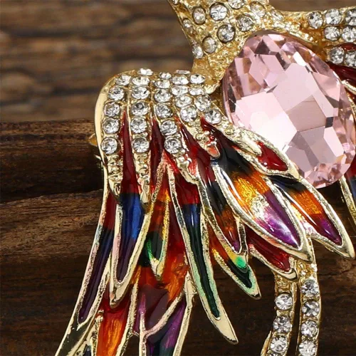 Vista 5 de Broches retro para pájaros, exquisito y elegante broche de pájaro con diamantes de imitación, regalo de joyería para mujeres, niñas y mujeres