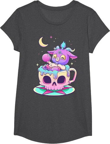 Vista 83 de Kawaii Pastel Goth Cute espeluznante Pentáculo Baphomet - Camiseta de cabra, Negro
