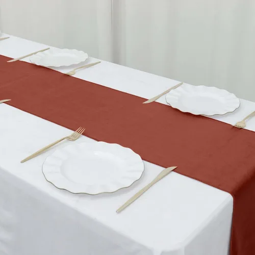 Vista 18 de Efavormart - Camino de mesa de terciopelo negro de alta calidad de 12 x 107 pulgadas para decoración de bodas y fiestas