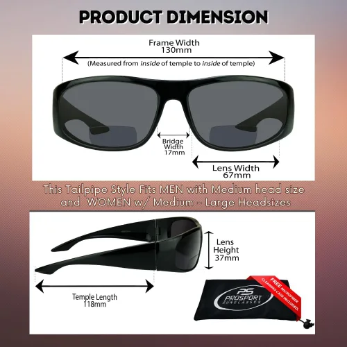 Vista 5 de proSPORT Lentes de sol bifocales para hombres y mujeres, marco completo deportivo envolvente con línea de lectura casi invisible