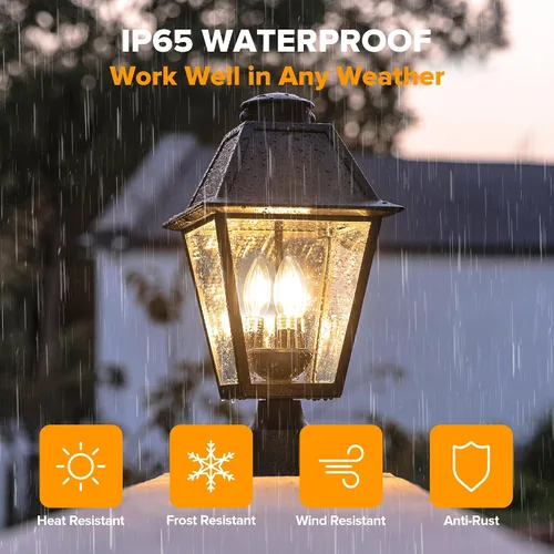 Vista 6 de LUTEC Lámpara de poste solar al aire libre con sensor de movimiento, luz de poste impermeable del atardecer al amanecer con tres modos, accesorios