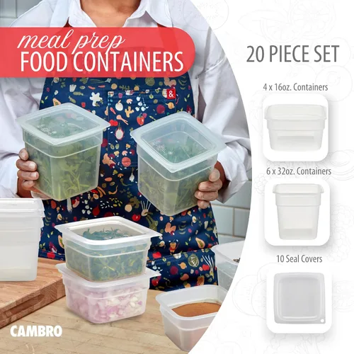 Vista 2 de Cambro - Recipientes de almacenamiento de alimentos con tapas, translúcidos (seguros para microondas y sin BPA), contenedor de almacenamiento