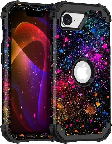 Vista 111 de Miqala Funda para iPhone 12, iPhone 12 Pro, que brilla en la oscuridad, tres capas, resistente a los golpes, protección de plástico duro + funda