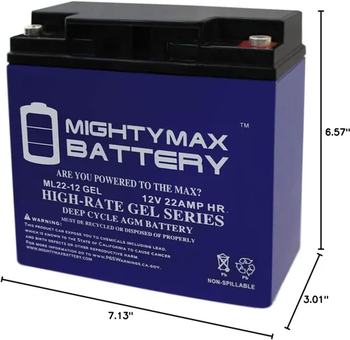 Vista 9 de Mighty Max Battery Reemplazo de batería GEL de 12V 22AH para Tempest TD22-12