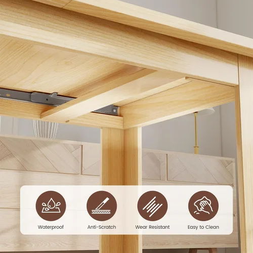 Vista 6 de Miereirl Mesa de comedor extensible de 59 a 77 pulgadas para 6 a 8, mesa de cocina rectangular que ahorra espacio con extensión fácil de sacar