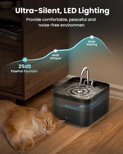 Vista 3 de PawPoll Fuente de agua para gatos - Fuente de agua para gatos de 2.2 L para beber