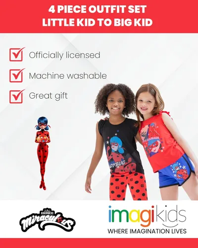 Vista 3 de Miraculous Ladybug Cat Noir - Conjunto de 4 piezas camiseta sin mangas y pantalones cortos