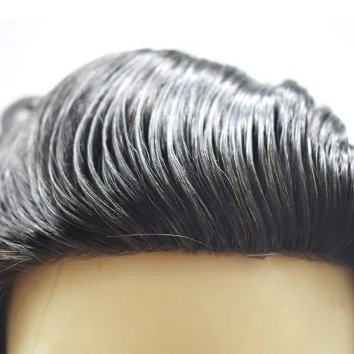 Vista 3 de Toupee - Sistema de cabello para hombre, monofilamento fino duradero, monofilamento europeo de repuesto para hombres, piezas de pelo