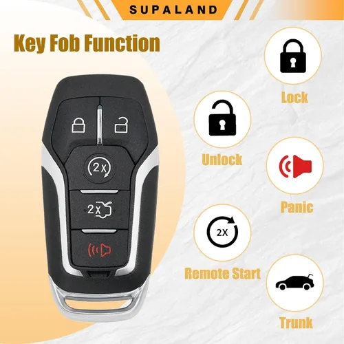 Vista 7 de SUPALAND Funda de llavero de reemplazo para Ford Mustang Fusion Edge Explorer F150 F250 F350 Lincoln MKZ MKX MKC 2014-2017 Control remoto de entrada
