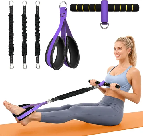 Vista 18 de Pedal Resistance Band with Handles, 6-Tubes Natural Rubber Exercise Bands Upgrade Foot Pedal Resistance Bands for Working Out, Multifunction