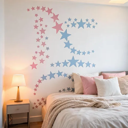 Vista 2 de TIAMECH Plantilla ondulada de estrellas reutilizables A4 para pintar, plantilla de capas de cielo estrellado de varios tamaños, arte de pared