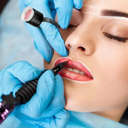 Vista 6 de Vasos de anillo de tinta, 50 anillos de pigmento, anillos de pegamento de pigmento de microblading con copas de tinta de esponja, tapas