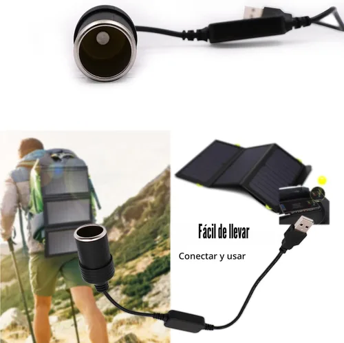 Vista 5 de Cable Convertidor USB A Macho a Enchufe de Encendedor de Cigarrillos de Coche Hembra 12V (Máximo 8W)