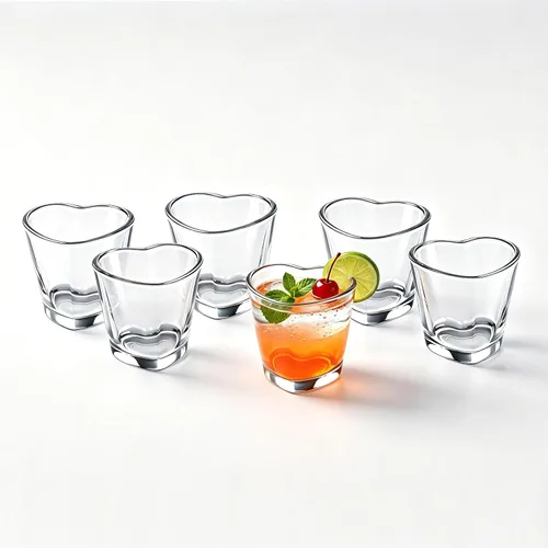 Vista 8 de Juego de 6 vasos de chupito en forma de corazón de 1.5 onzas/Soju/Arcoiris/a granel/tequila/lindo