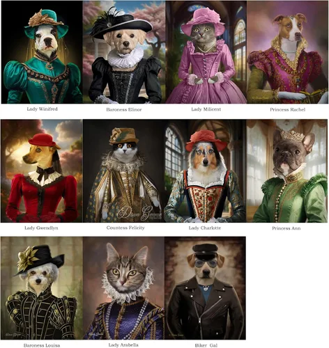 Vista 7 de Kamikaze Dogfight Pilot Costume Digital Oil Dog Cat Portrait from Your Photo - Lifelike Pet Dog Cat Art - Custom Pet in Costume Painting On Canvas