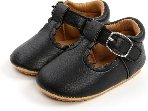 Vista 4 de myppgg Zapatos planos Mary Jane para bebé niña, con lazo brillante, vestido de princesa, zapatos de cuna antideslizantes para niños pequeños que