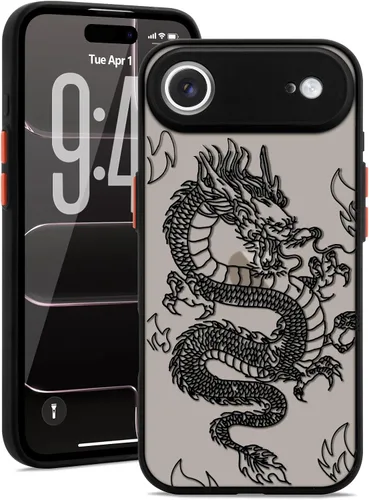 Vista 11 de Funda compatible con iPhone 15 Pro, diseño moderno de dragón 3D con diseño de animal de dragón esmerilado, parte trasera de policarbonato duro