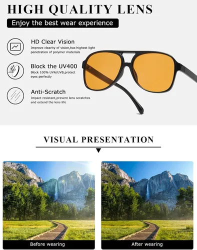 Vista 2 de TIANYESY Gafas de sol clásicas vintage estilo aviador para mujeres y hombres, montura grande retro de los años 70