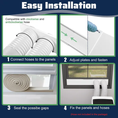 Vista 8 de Portable Air Conditioner Window Kit, AC Daul Hose Window Seal Plates Kit for Dual Hose Portable Air Conditioner with 5" Exhaust Hose, Window Vent