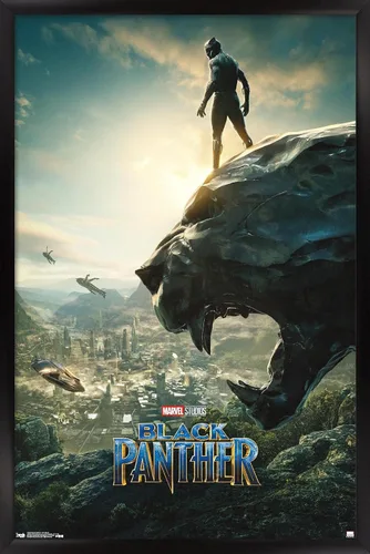 Vista 7 de Trends International Marvel Cinematic Universe - Póster de pared de una hoja de Black Panther Monument, 14.725 x 22.375 pulgadas, versión enmarcada