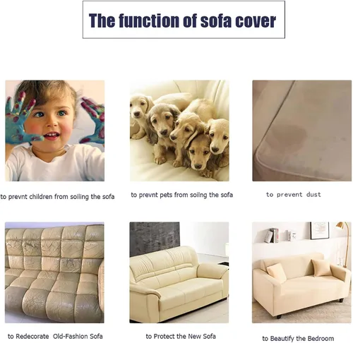 Vista 4 de Fundas de sofá de color liso, funda elástica para sofá, protector universal de muebles, suave, lavable, con parte inferior elástica, fundas de sofá