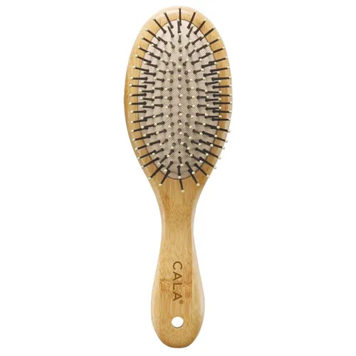Vista 3 de CALA Cepillo de pelo de paleta de bambú, base de cojín grande y ancha con cerdas en forma de bola, desenreda el cabello húmedo o seco, suaviza