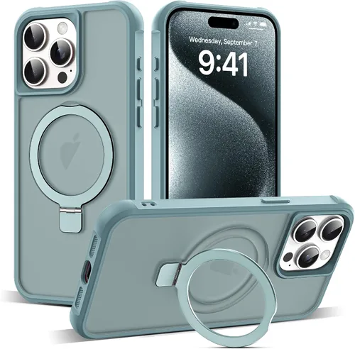 Vista 39 de SKYLMW - Funda compatible con iPhone 11 de 6.1 pulgadas, con soporte magnético invisible tipo anillo, funda translúcida de grado militar, compatible
