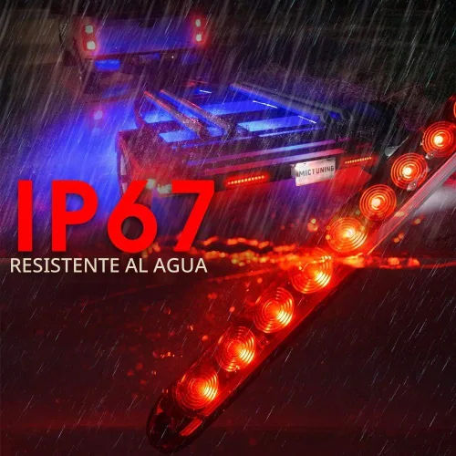 Vista 6 de MICTUNING 2 barras de luz LED rojas de 16 pulgadas, 11 luces LED para remolque, impermeables, selladas, luces direccionales, barra de freno, barra 2