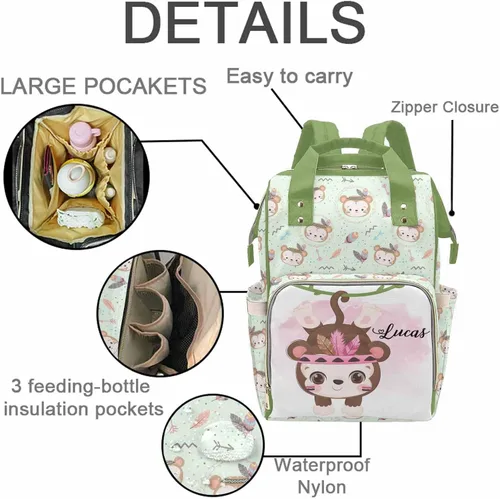 Vista 2 de M YESCUSTOM - Mochila para pañales con nombre personalizado para esposa, bolsas de pañales portátiles, regalos para el día de la madre, mochila