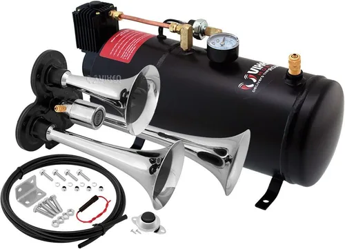Vista 10 de Vixen Horns Kit de bocina de tren para motocicleta/bicicleta/camión/coche. Sistema completo a bordo - Compresor de aire de 150 psi, tanque de 1