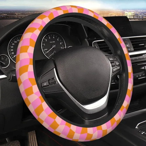 Vista 12 de Funda de volante vintage floral hippie de los 70, diseño de hongo retro, cubierta de volante de neopreno antideslizante para mujeres, hombres