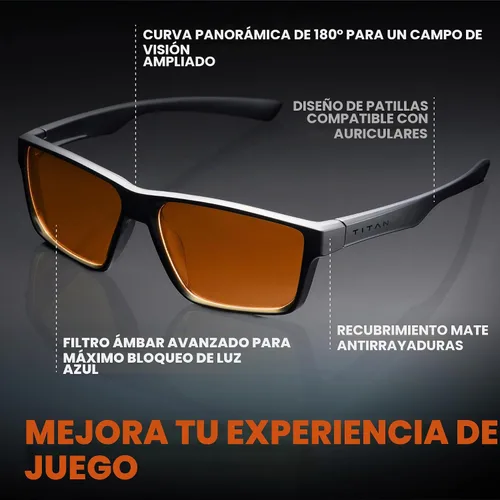 Vista 2 de Gaoye Titan Gaming Glasses, Blue Light Blocking, Night Driving Glasses for Men, Computer Protection, Gift for Gamers Negro
