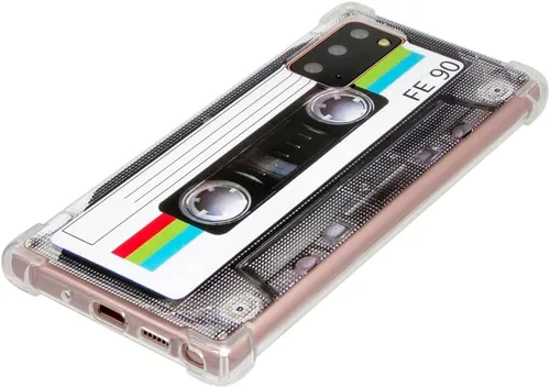 Vista 4 de FAteamll Funda para Galaxy Note 20 con esquinas reforzadas TPU suave parachoques retro cassette cinta caso compatible con Samsung Galaxy Note 20