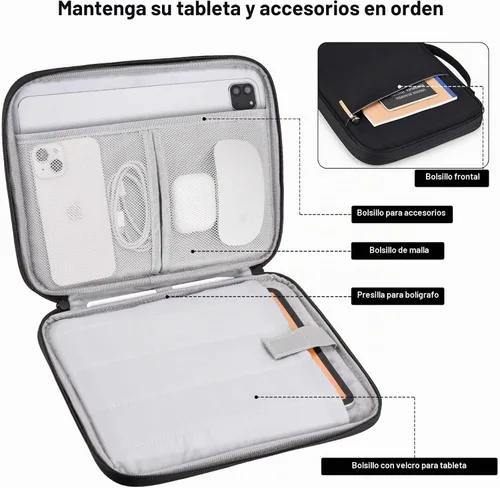 Vista 3 de Funda de transporte para iPad de 9 a 11 pulgadas, bolsa acolchada para tableta de viaje para iPad Pro de 11 pulgadas (M4), iPad 10.9