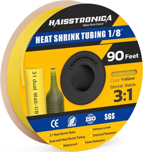 Vista 48 de haisstronica Tubo termorretráctil 3:1, relación de encogimiento, tubo termorretráctil de grado marino forrado con adhesivo para el hogar, automoción