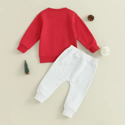 Vista 7 de Flawbena Conjunto de sudadera de manga larga con estampado de letras y pantalones largos, ropa de otoño