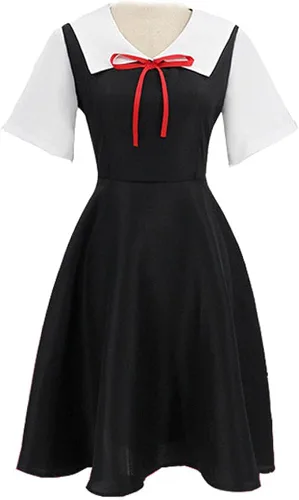 Vista 2 de Kaguya Sama Love is War Shinomiya Chika Disfraz de cosplay negro uniforme con peluca