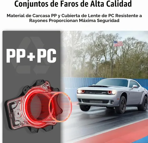 Vista 3 de Bombillas de faro LED LitMiRaCle para Dodge Challenger, ensamblaje de inserciones de aire para faros LED compatibles con Dodge Challenger 2015-2020