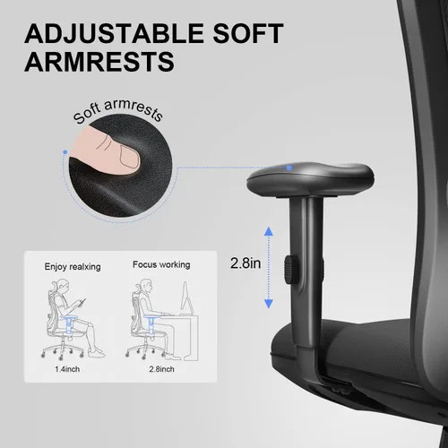 Vista 7 de SIHOO Silla de oficina ergonómica M18, ruedas mejoradas, silla