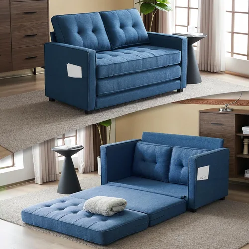 Vista 14 de VINGLI Sofá Cama Loveseat Mejorado, 53.5" An x 83" L Sofá Cama Convertible Sofá Cama Futón Sofás para Sala de Estar, Sofá Cama Plegable