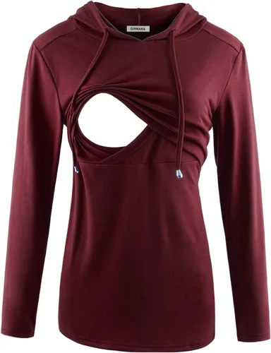 Vista 85 de GINKANA Sudadera con capucha para mujer, manga larga, lactancia materna, ropa casual