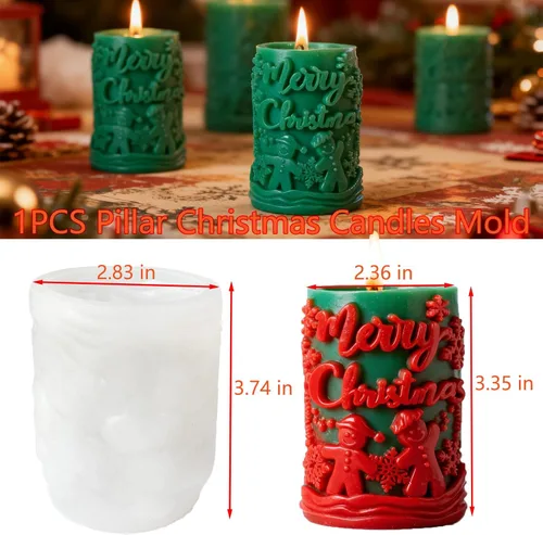 Vista 2 de 1 molde de vela de Navidad, kit de moldes de silicona de resina de Navidad de muñeco de nieve, silicona en forma de Navidad 3D, molde de silicona
