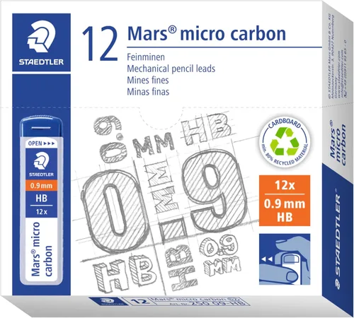 Vista 11 de Staedtler Micro Mars - Lápiz mecánico de carbono, 0.020 in, HB, 2.362 in x 12 (250 05 HB)