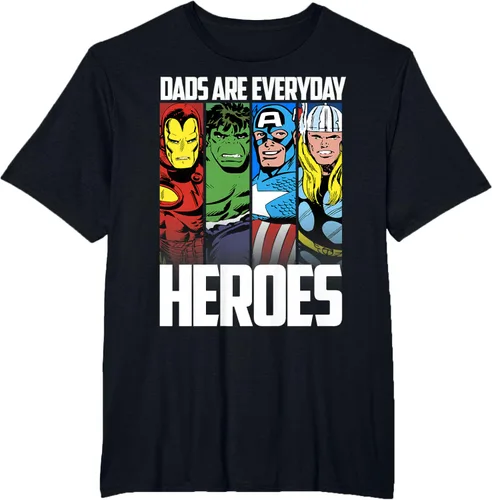 Vista 15 de Marvel Camiseta gráfica de héroes cotidianos para el Día del Padre de los Vengadores, Negro