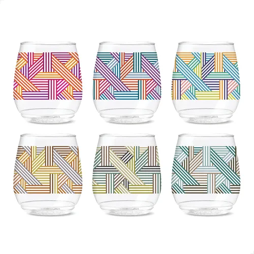 Vista 11 de TOSSWARE POP Vino Designer Series - Formas 2, juego de 6, calidad premium, reciclables, irrompibles y transparentes de plástico transparente