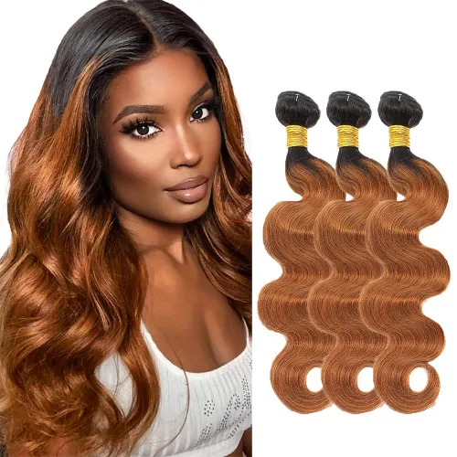 Vista 205 de 300g 1B27 Human Hair Bundles Honey Blonde Bundles Human Hair 10A Brazilian Virgin Remy Hair Extensions 8 10 12 Inch