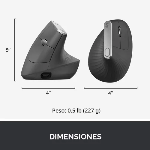 Vista 7 de Logitech MX - mouse inalámbrico vertical – diseño ergonómico avanzado que reduce la tensión muscular, controla y mueve contenido entre 3