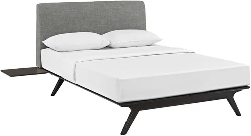 Vista 6 de Base de cama Modway Tracy de madera, color beige cappuccino, Madera, Cappuccino marrón