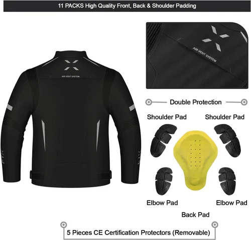 Vista 2 de FTX Chaqueta de motocicleta para hombre, armadura de equipo de protección de cuerpo completo, chaqueta de motocicleta de tela textil Cordura